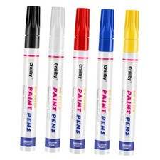 Paint Markers, 5 Colors Oil 5 Colors Paint Markers Black White Red Yellow Blue 