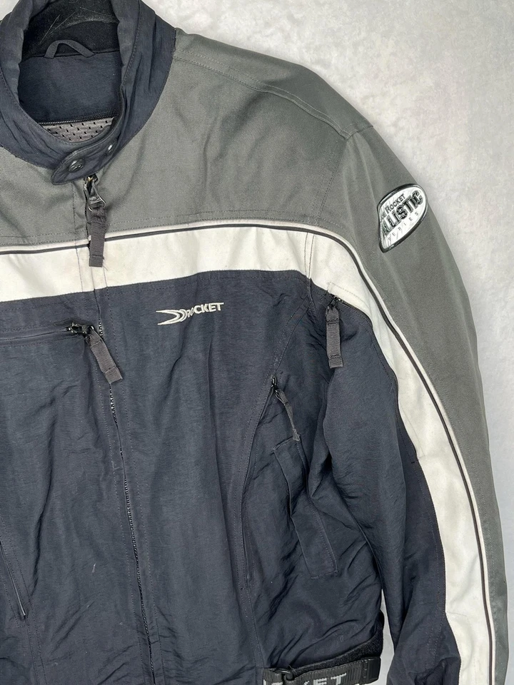 Joe Rocket Ballistic Jacket Mens Medium Gray Black Textile Motorcycle Biker - Image 4 of 4