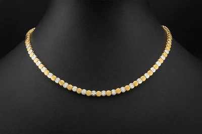 Tenniscollier Kette mit Diamanten Handarbeit in 750er Gelbgold Weißgold Schmuck - Bild 1 von 4