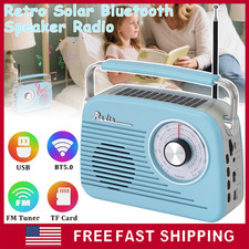 Retro Portable Solar Bluetooth Speaker Radio FM AM SW USB AUX TF Card MP3 Player