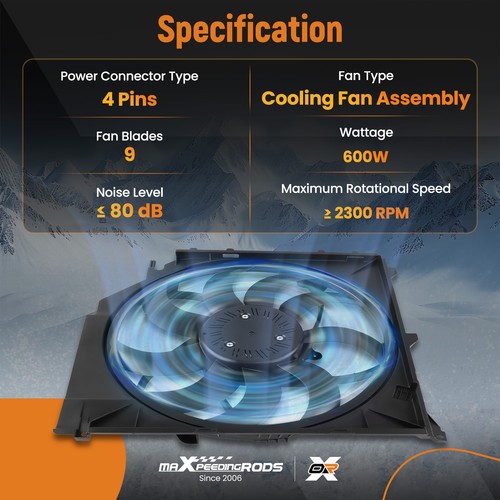 Radiator Cooling Fan for BMW X3 2.5i/3.0i/3.0si/xDrive30i 2004-2010 1711344208 - Picture 4 of 20