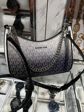 Michael Kors Lady Large Purse Handbag Crossbody Bag Black Messenger MK Signature