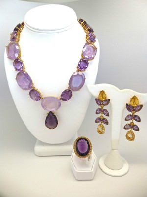 Bounkit Jewelry Collection On Ebay Bounkit Amethyst Jewelry Set Of Necklace Earrings Ring Msrp 2500
