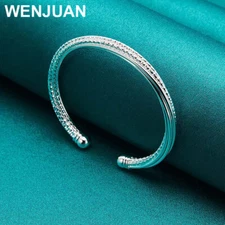 925 Sterling Silver Bead Cuff Bracelet - Dainty Jewelry Gift for Women‌