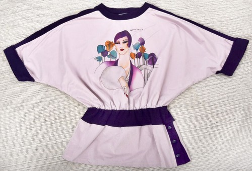 1970s Paris Disco Blouse Tunic Dress Purple Designer Vintage Ossie Clark Top
