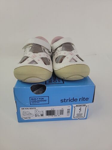 Stride Rite Toddler Girl Kiki/White Close Toe Shoes Size 5.5C.