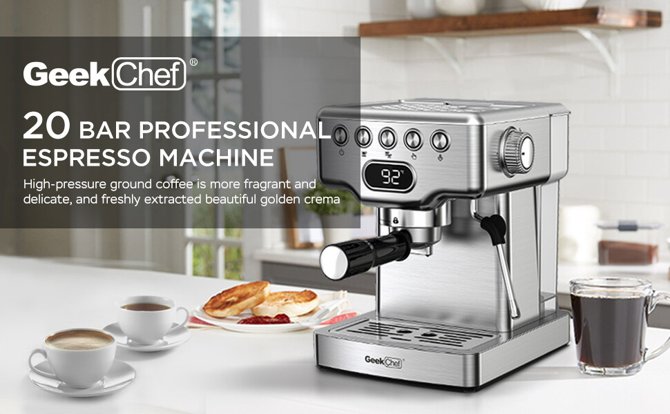 Geek Chef Espresso Machine, 20 Bar Espresso Machine With