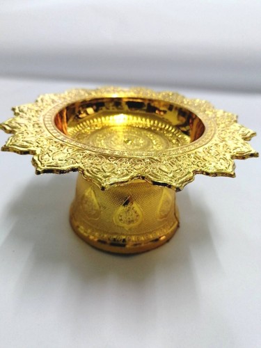 Buddha Worship Offering Pedestal Tray Altar Amulet Plastic Gold Home Decorative - Picture 7 of 26