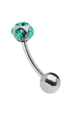 Augenbrauen Ohr Piercing Schmuck Mini Banane in 1,2mm mit farbiger 5-Stein-Kugel