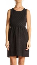 J Crew Black Polka Dots Fit & Flare Knit Dress Sz S