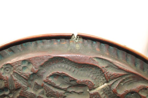 Victorian Portrait Hand Painted Porcelain Plate Decorative Brass Frame Antique - Picture 7 of 12