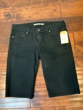 Vince Black Denim Cotton Mid-Rise Bermuda Shorts, Size 28