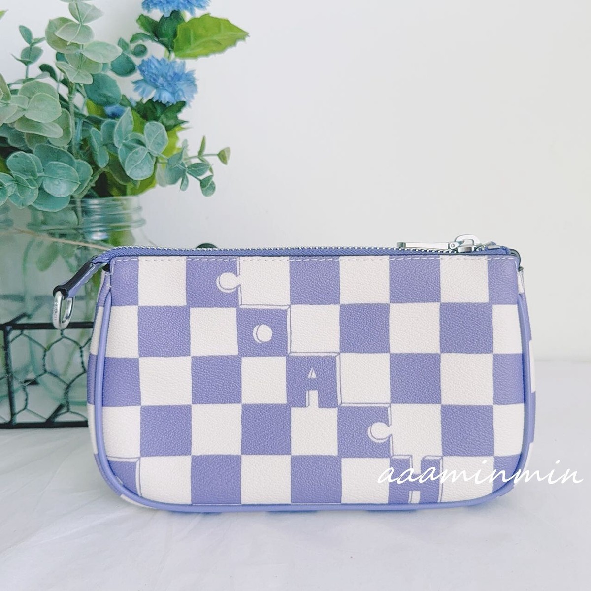 NWT COACH Nolita 19 Checkerboard Print Coated Canvas &Leather