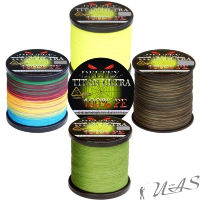 	 DELTEX Titan Ultra 100% PE Hi Tec 4x Rund Geflochtene Angelschnur Auswahl Sha