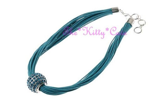 Colour Pop Multi Kordel Schieber Kugel Anhänger Halsband Halskette mit Swarovski Kristallen - Bild 2 von 7