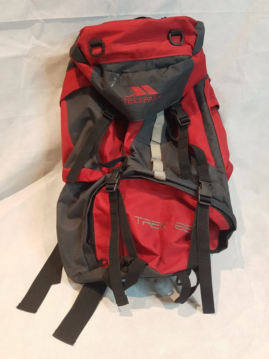 Trespass Trek 66 Backpack Rucksack Red 66L Camping Height Adjustable