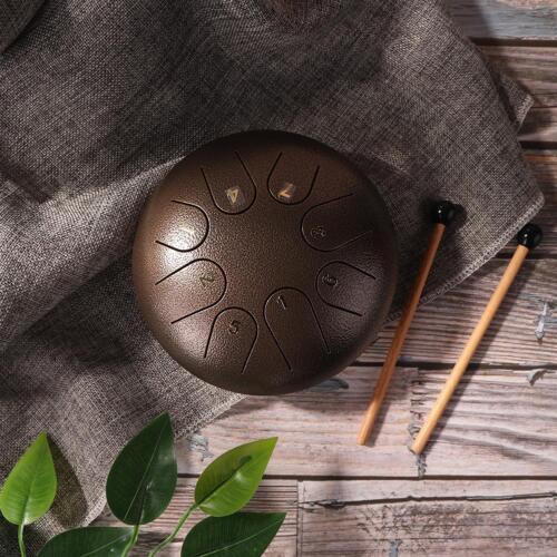 Ethereal 6 inch Steel Tongue Hand Pan Drum 8 Tones with Mallets (Bronze) - Zdjęcie 1 z 7