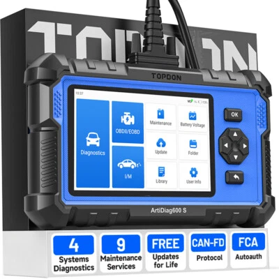 New TOPDON AD600S Pro Car Diagnostic Tool OBD2 Scanner Fault Code Reader ABS SRS
