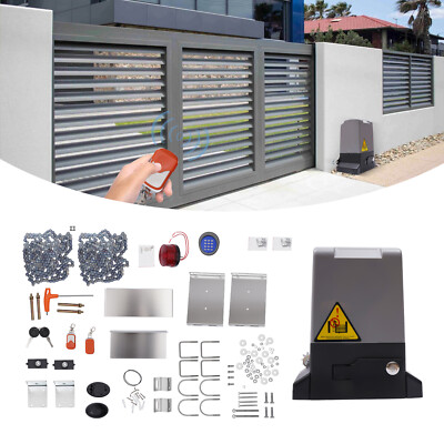 3500lbs Automatic Sliding Gate Opener Kit Chain Driven Sliding Gate Motor 750W