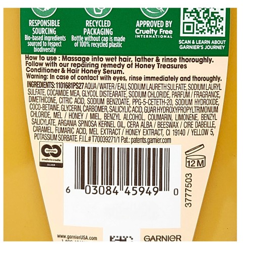 GARNIER Whole Blends HONEY TREASURES Repairing SHAMPOO 12.5 oz ( 2 Pack ) - Picture 6 of 6