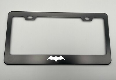 Batman Logo BLACK Stainless Steel License Plate Frame laser engraved