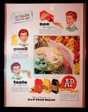 1953 A&P Food Stores Eight O'Clock Coffee Patio Art Vintage Print Ad