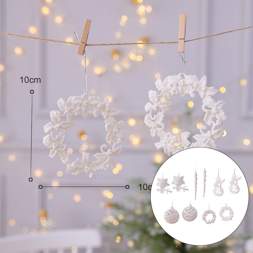 Elegant White Snowman Flower Garland Hanging Ornaments for Christmas