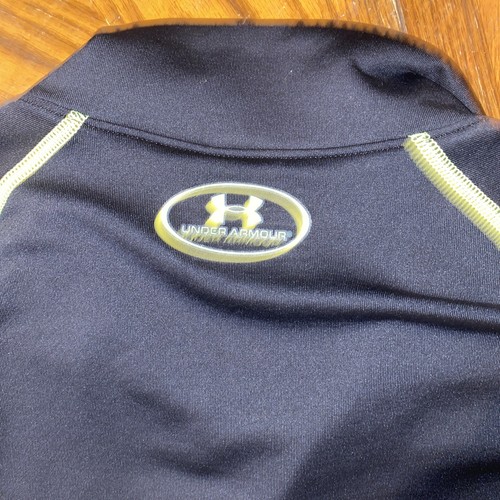 Under Armour Mens 1/4 Zip Loose Fit Cold Gear Jacket L Black Yellow Trim - Picture 7 of 9