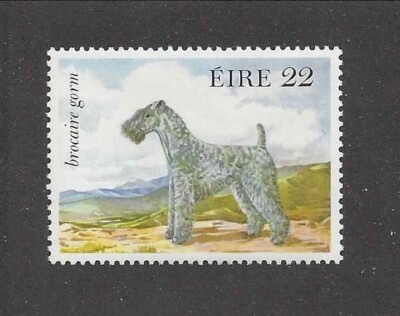 Dog Art Body Study Portrait Postage Stamp KERRY BLUE TERRIER Ireland 1983 MNH