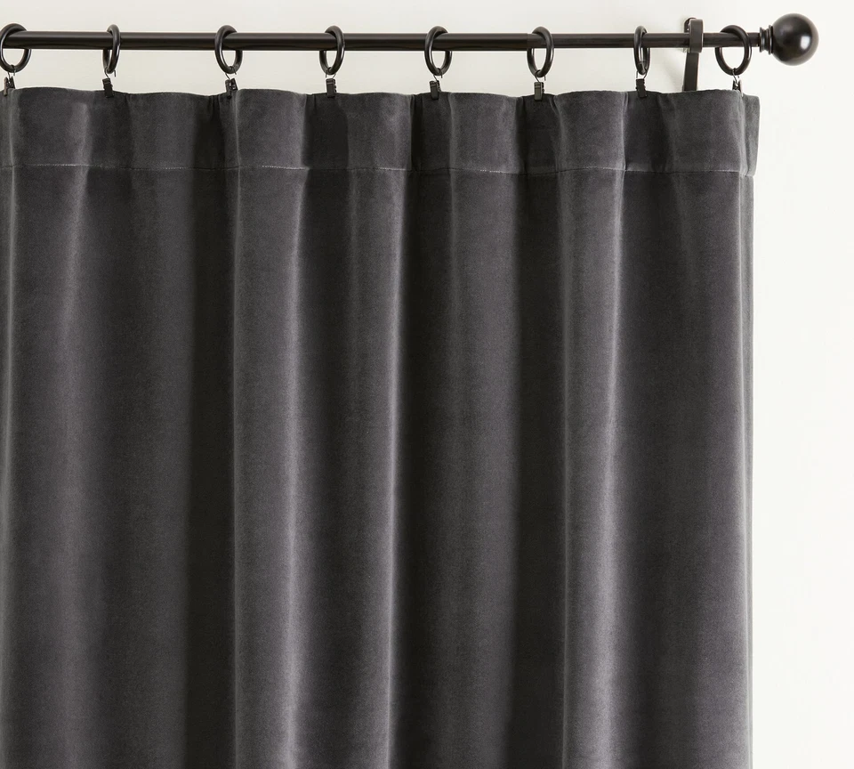 Pottery Barn Velvet Twill Blackout Curtain Drape Panel (1) Washed Black 50x108 - Image 2 of 4