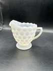Vintage 60s Anchor Hocking Milk Glass Creamer Bubble Pattern S1