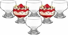 Glass Dessert Bowls Sundae Ice Cream Set Of 6 Short Stemmed Tulip Prawn Cocktail