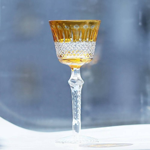Handcrafts Multi-Colored Hand Cut Hock Yellow Edo Kiriko's Wine Glass 5oz - Picture 4 of 5