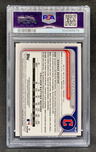 2024 Bowman Chrome TRAVIS BAZZANA Blue Wave Refractor 1st Auto SP 150 Mint PSA 9 - Picture 2 of 2