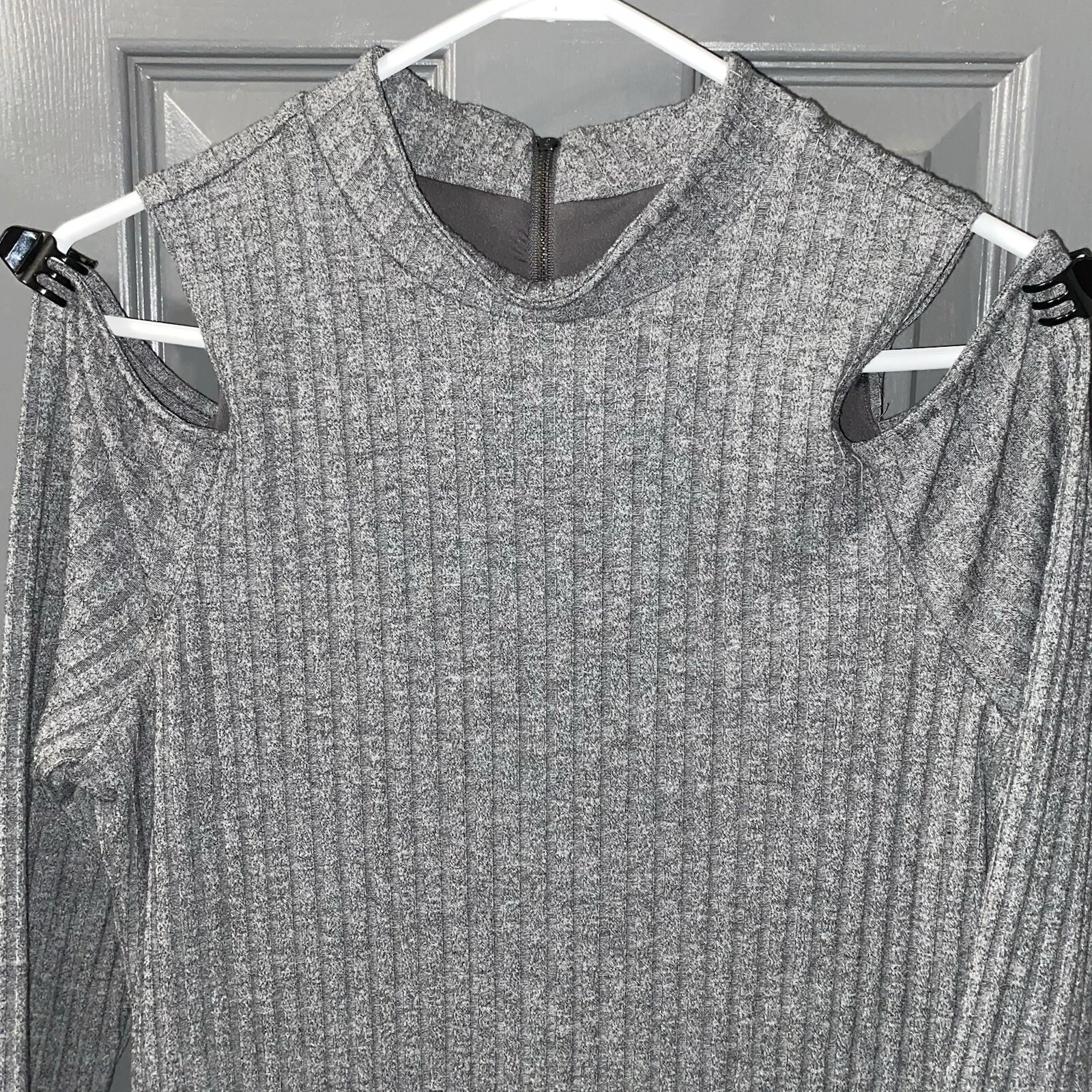 VETEMENTS WHBM Guaina a costine in maglia spalle fredde donna taglia Lg grigio slip incorporato