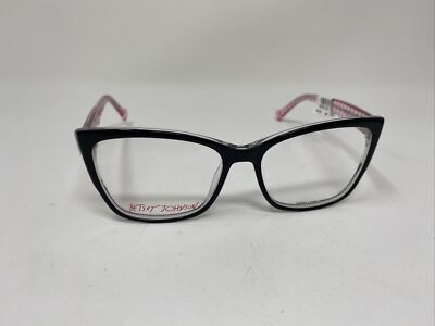 BETSEY JOHNSON EYEGLASS FRAME SURREAL 53/15/140 BLACK PINK CRYSTAL 0492
