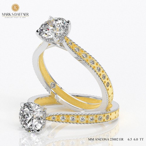Art Deco IGI Lab Grown Diamond Ring 1.70 Ct Round F VS1 14K Yellow White Gold - Picture 3 of 3