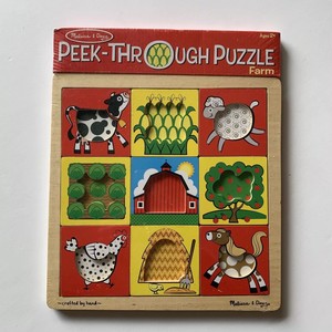 Melissa And Doug Peek Through Puzzle Farm Cow Horse Barn Country