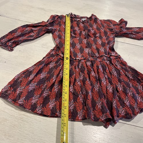 Blue Comme Girls Paris Dress Long Sleeve Button Front Floral Print Pockets Sz 4 - Picture 6 of 14