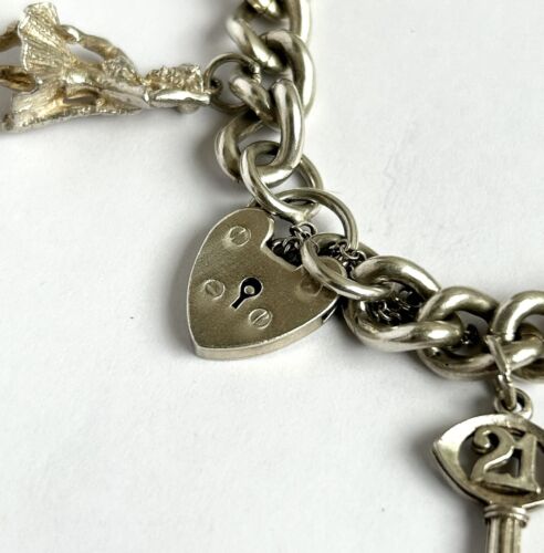 Vintage 925 Silver Charm Bracelet / Opening Charms / Birmingham 1973 - 64 Gram - Picture 2 of 10