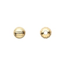 10 Gold Plated Brass 8mm Corrugated Round Metal Beads with 2-2.5mm Hole