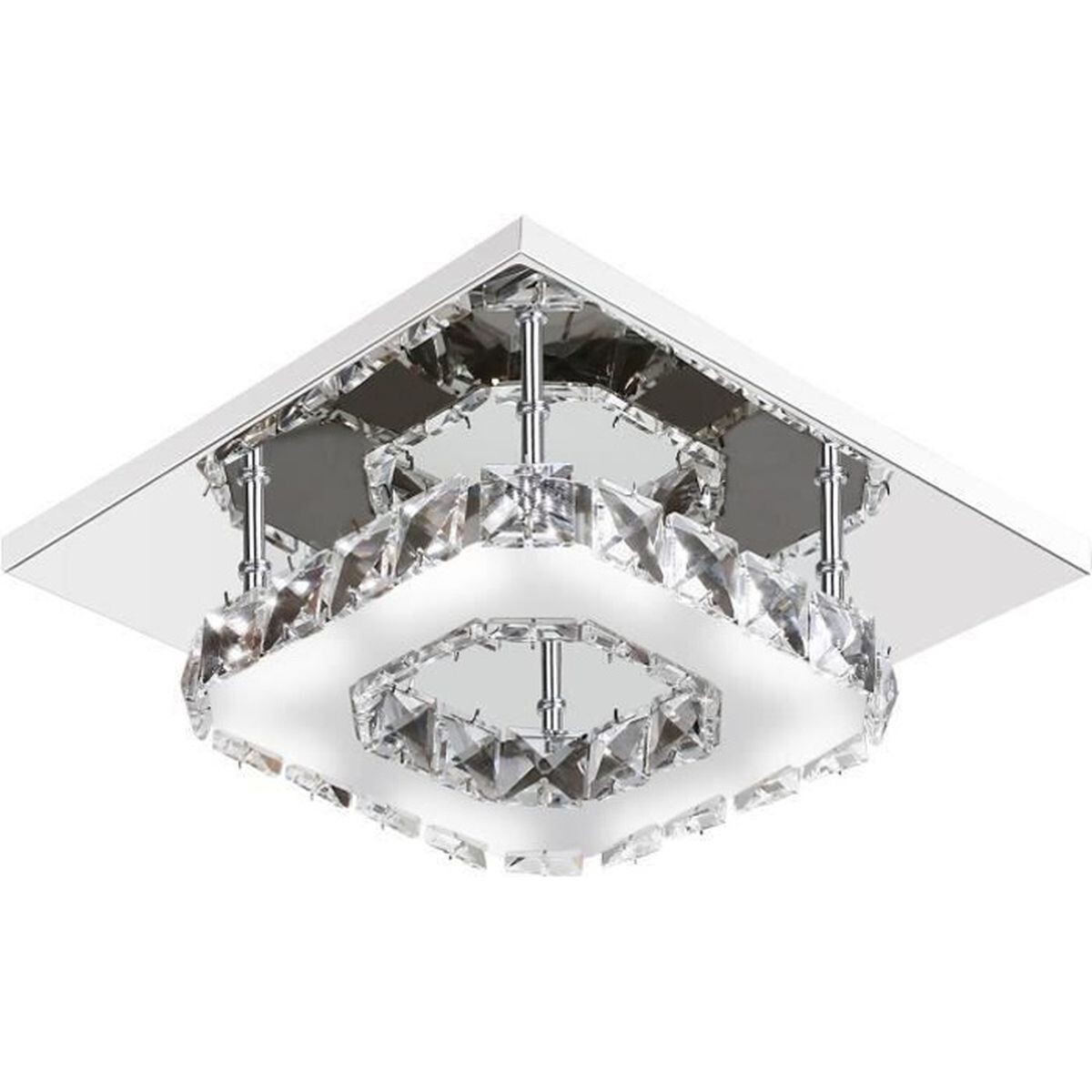Lustre cristal LED 12W en acier inoxydable avec miroir intégré pour entrée chic