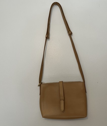 J Crew Tan Brown Parker Smooth Leather Crossbody Bag Purse Adjustable Strap - Picture 2 of 7