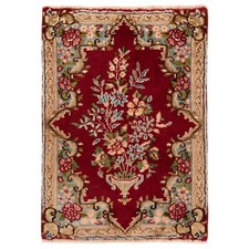 Kerman 74x53 CM Tappeto Persiano Annodato a Mano Kirman Oriente Tappeto Rosso