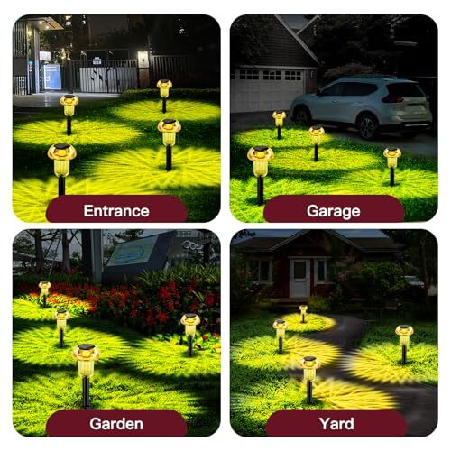 Solar Pathway Lights, 4 Yellow Pack LED Solar Lights Outdoor 4-Pack Gold - Bild 4 von 6
