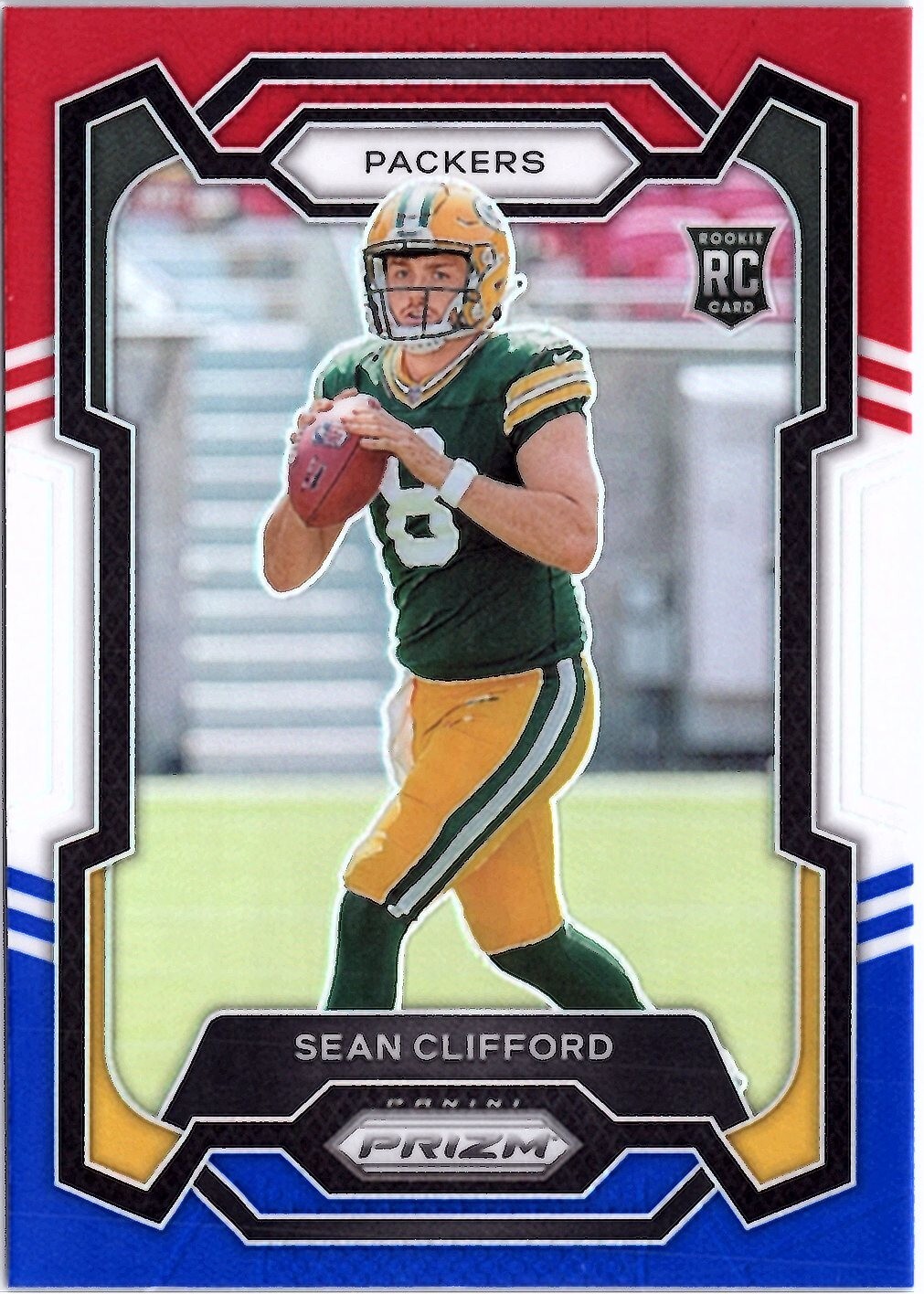 2023 Panini Prizm Red White and Blue Prizm #338 Sean Clifford (RC) Packers