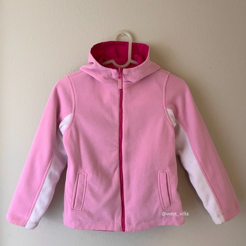 Girls Reversible Full Zip Hooded Jacket Fleece & Soft Shell Pink size Medium 7/8 - Picture 3 of 8
