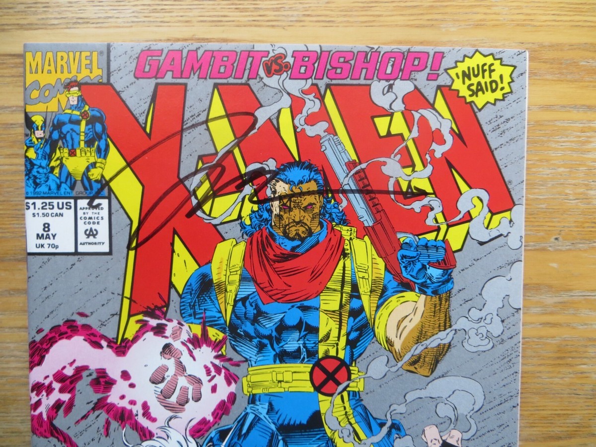 1992 MARVEL X-MEN # 8 BISHOP & GAMBIT SIGNED JIM LEE ART, WITH COA