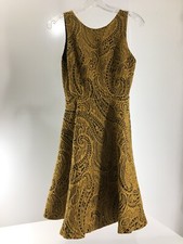 Alice & Olivia Women’s Sleveless Open Back Paisley Print Mini Dress Gold 0 P/O @