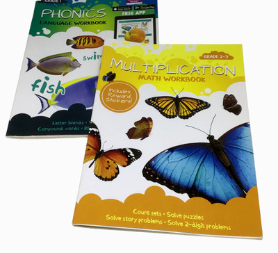 Math Multiplication Phonics Language Workbooks Grade 1 2 3 Stickers NEW Home 2